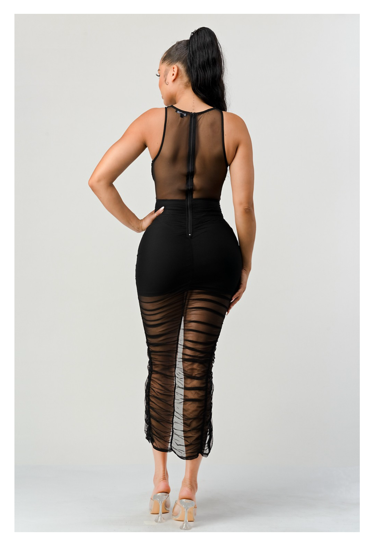 Luxe Ruched Slit Midi Majesty